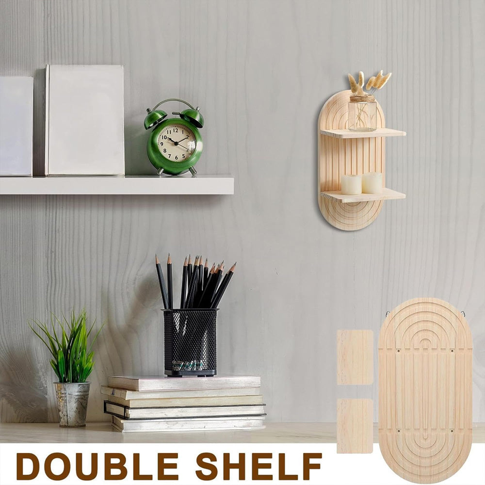 2 Tier Wall Mounted Floating Shelf Hanging Shelves, Floating Shelves for Wall, Wood Wall Shelf, hanging shelf for Kitchen, Living Room, Bedroom, Bathroom Storage, Book Shelf for Wall Home Decor