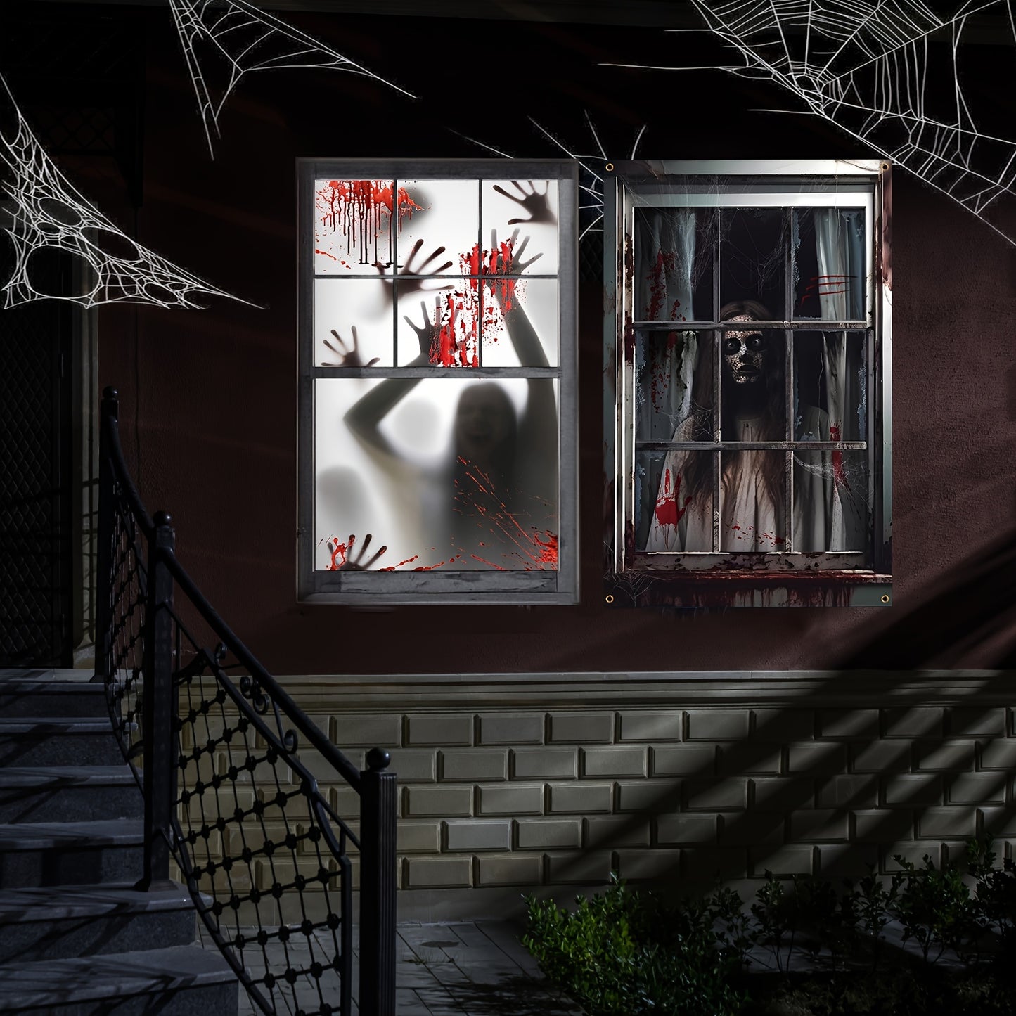 4Pcs Bloody Zombie Hands Halloween Ghost Curtain Window Decorations Scary Door Cover for Indoor Outdoor Party Decor