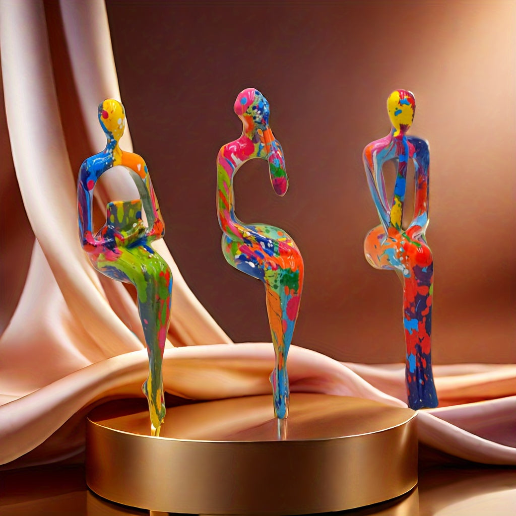 3 Pieces Resin Abstract Figure Statues: Modern, Durable, and Suitable for Home Decoration - Perfect for Any Occasion