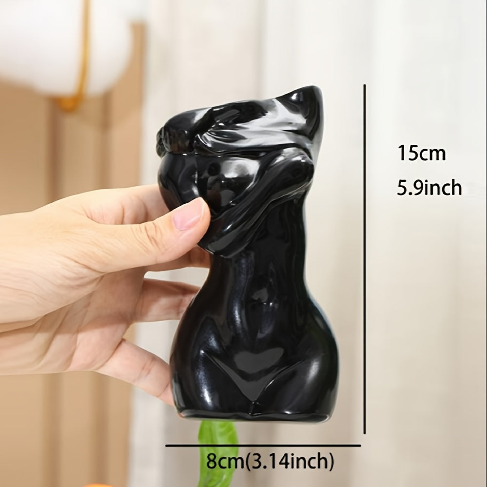 1PC Exquisite Female Body Sculpture Vase - Resin Art Ornament for Desktop Decoration, Flower Arrangement, and Dried Flower Set with Unique Design and Intricate Details