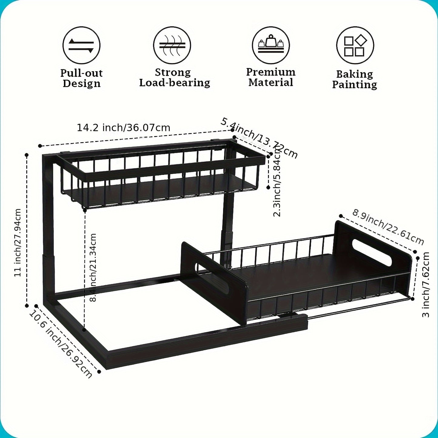 Under Sink Organizer, Pull Out Cabinet Organizer 2 Tier Slide Out Sink Shelf Cabinet Storage Shelves, Under Sink Storage For Kitchen Bathroom Cabinet