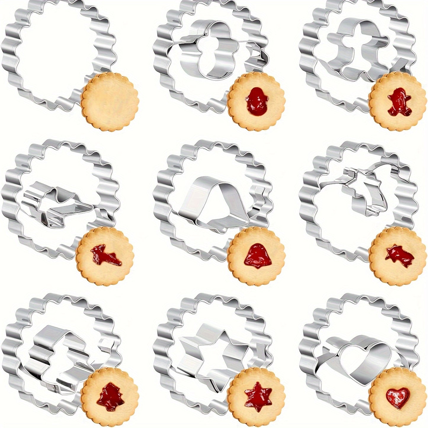 9pcs Stainless Steel Cookie Cutter Set - Perfect for Christmas & Everyday Holiday Parties, Includes Pancake Molds