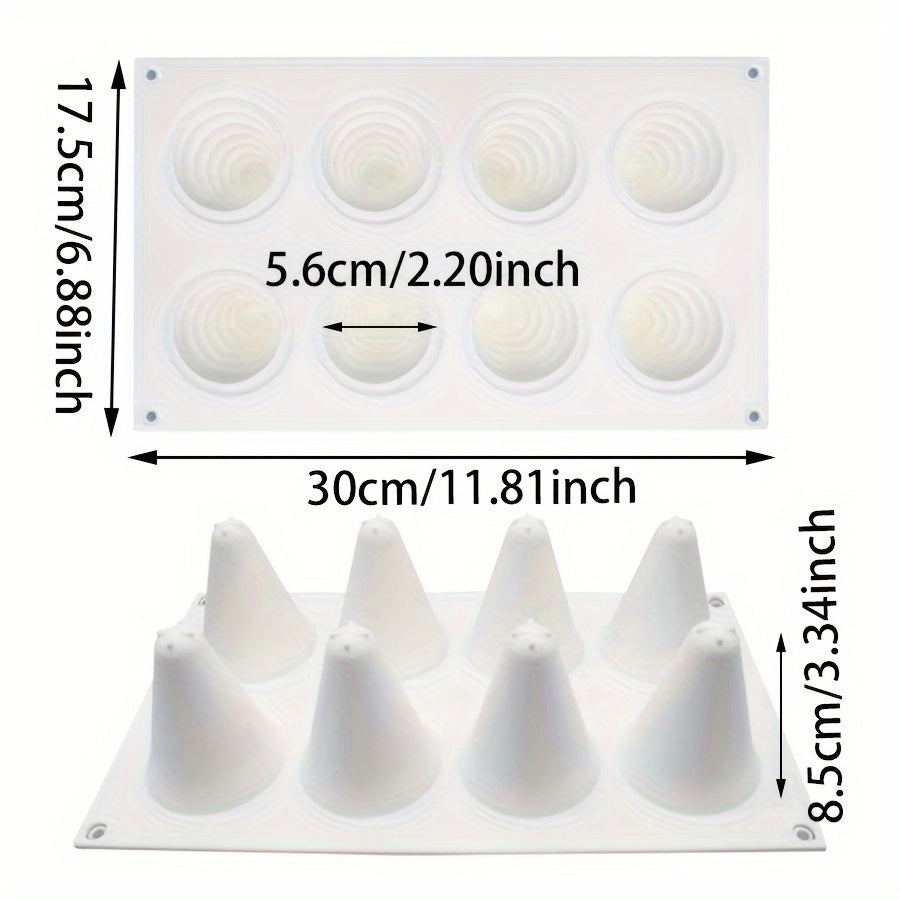 Christmas Tree Silicone Cake Mold - 8-Cavity, Non-Stick Baking Pan for Festive Desserts & Pastries