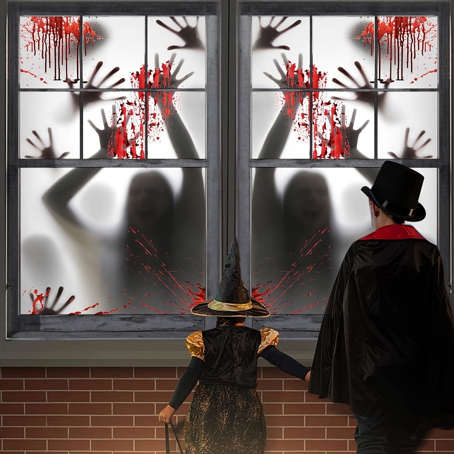 4Pcs Bloody Zombie Hands Halloween Ghost Curtain Window Decorations Scary Door Cover for Indoor Outdoor Party Decor