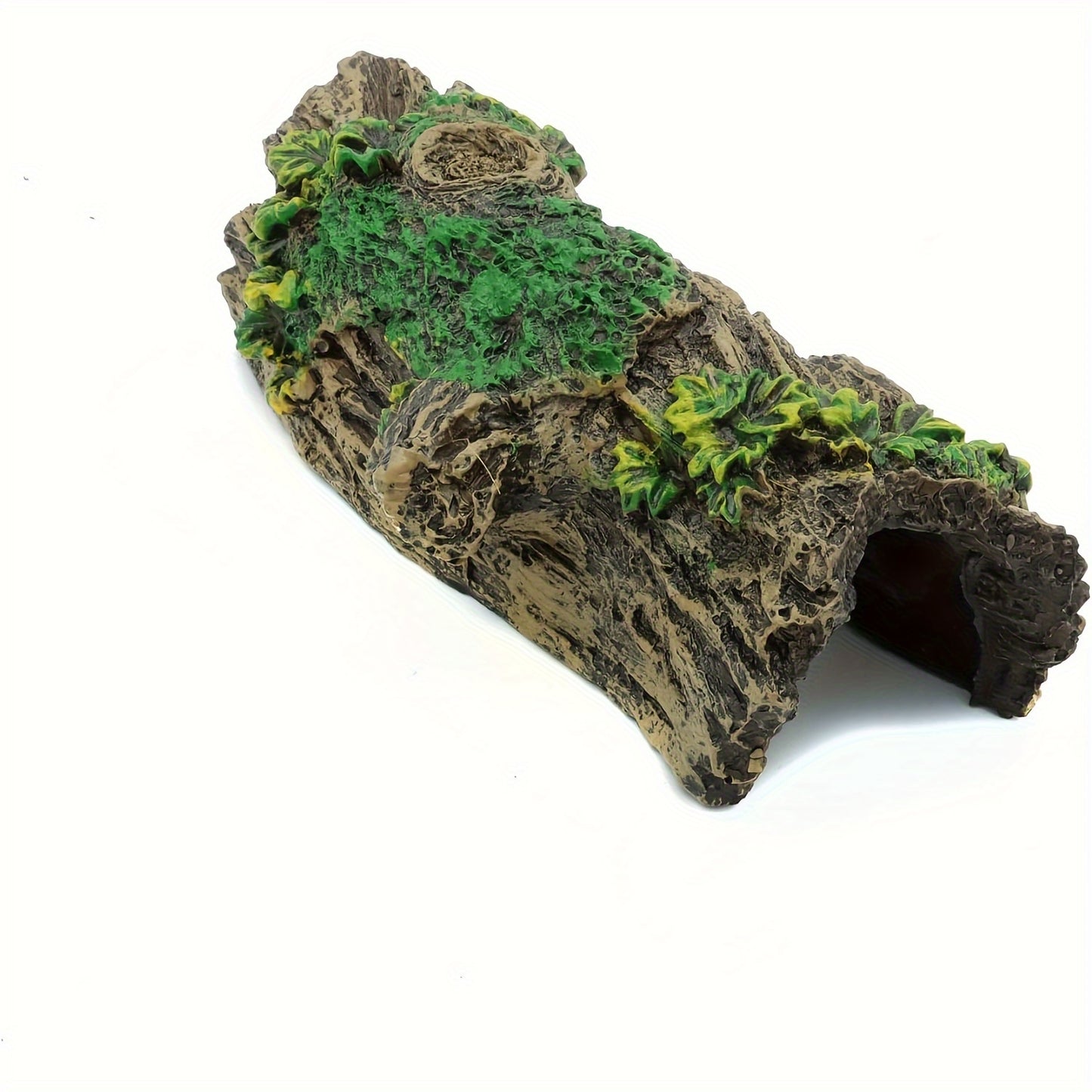 Resin Hollow Tree Stump Cave Ornament for Fish Tank, Reptile Hideaway Habitat Decor, Aquatic Animal Shelter Accessory