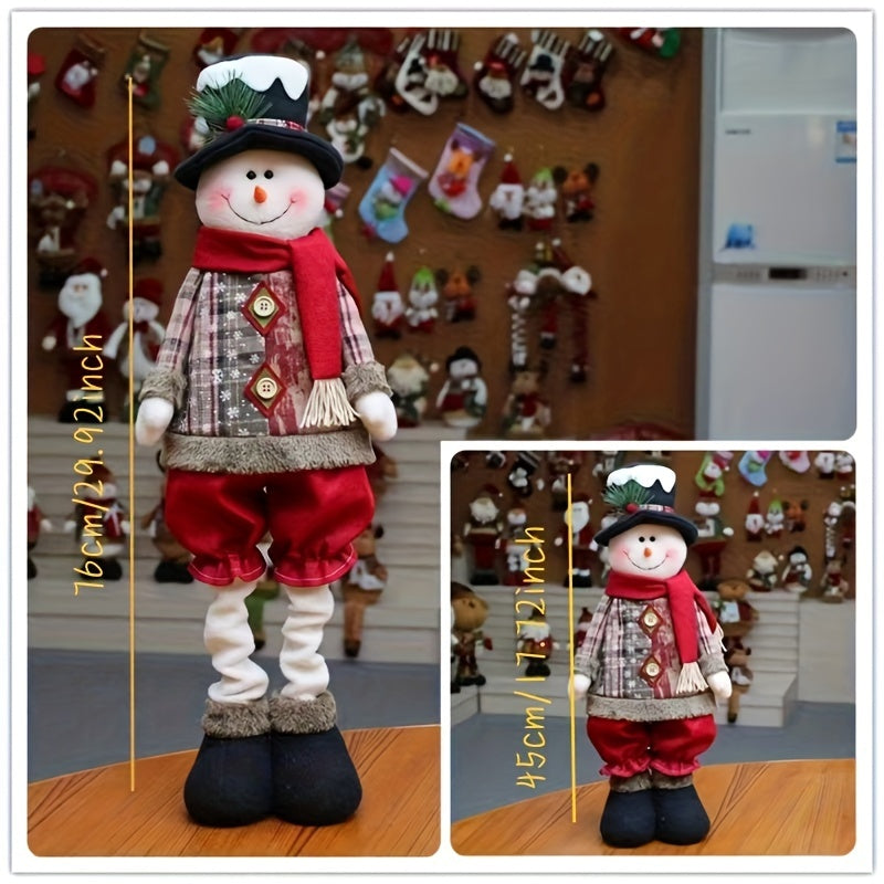 1pc 76CM Expandable Dwarf Plush Toy With Retractable Spring Legs, Christmas Decorations Santa Claus Snowman Elk Christmas Doll Retractable Legs Plush Toy New Year Gift