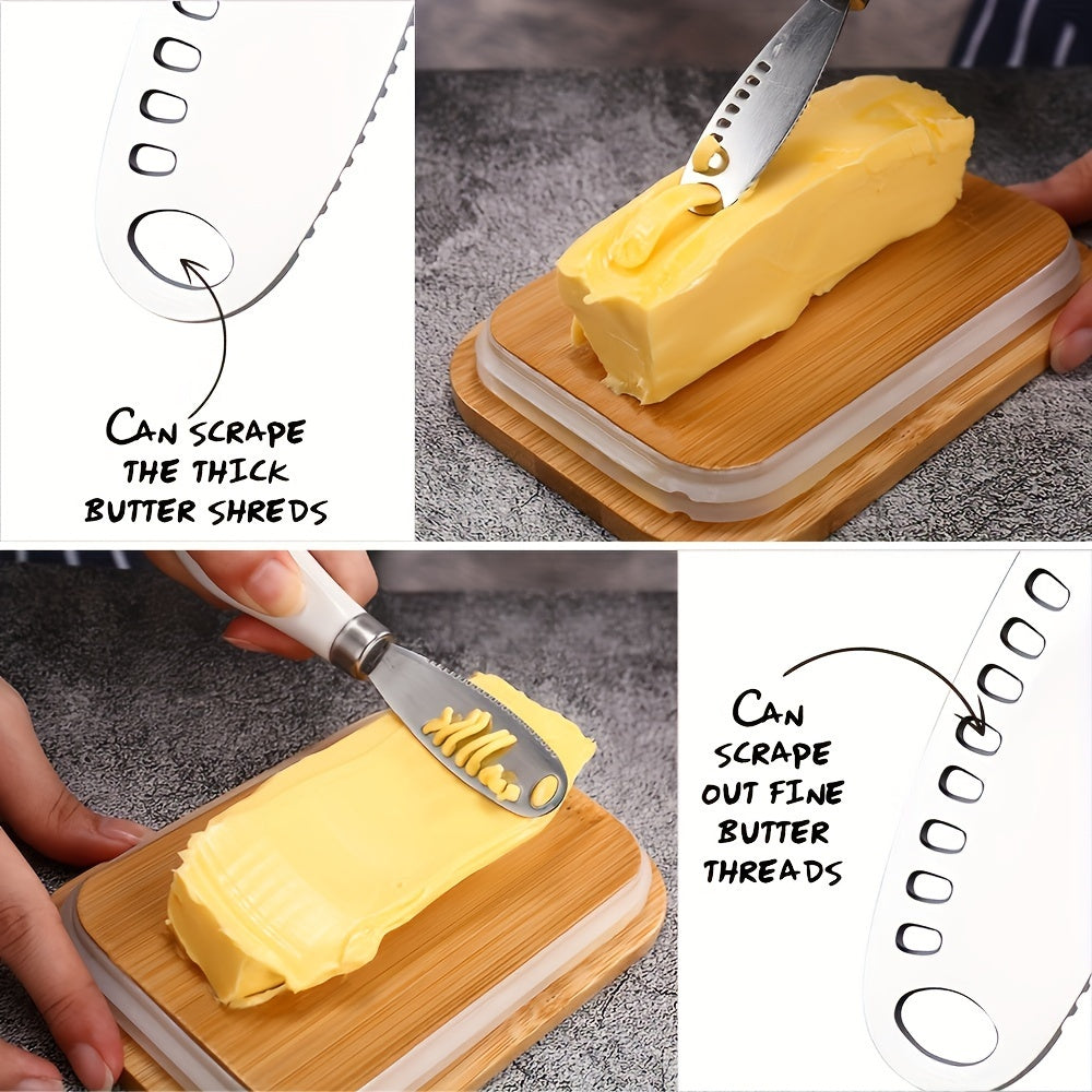 Butter Dish with Lid for Countertop, Metal Butter Keeper with Stainless Steel Multipurpose Butter Knife, Large Butter Container with Double High-quality Silicone Good Kitchen Gift