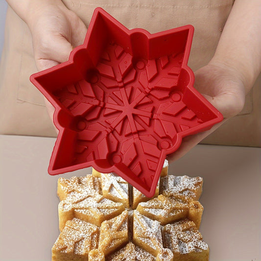 Large Snowflake Silicone Baking Mold - Hexagon Shaped, Oven Safe for Christmas Cakes & Pastries, Kitchen Essential