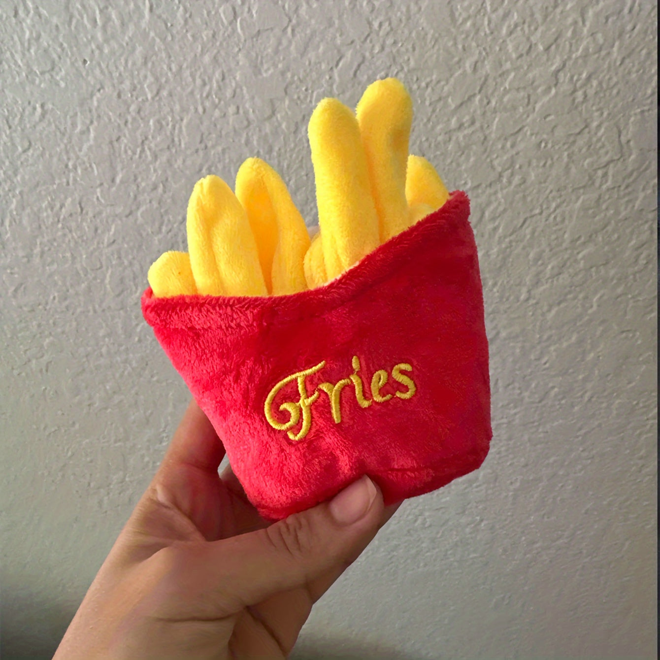 1pc Adorable Mini French Fries Design Squeaky Plush Toy - Interactive Dog Supply for Fun Play and Exercise - Soft, Cuddly, and Durable Pet Companion