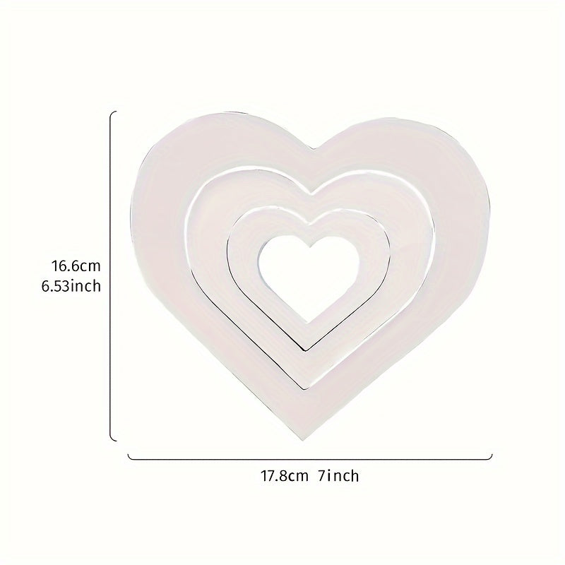 3pcs, Elegant White Chevron Heart-shaped Ornaments, Classic And Charming Desktop Decorations For Weddings, Valentine's Day, And Beyond, Multifunctional Love Themed Decorations