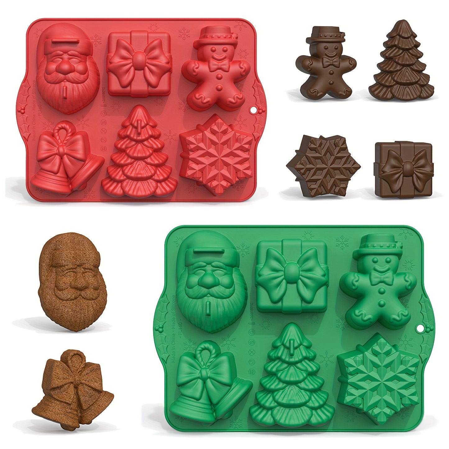 Festive 6-in-1 Christmas Cake Silicone Mold - Perfect for Holiday Baking