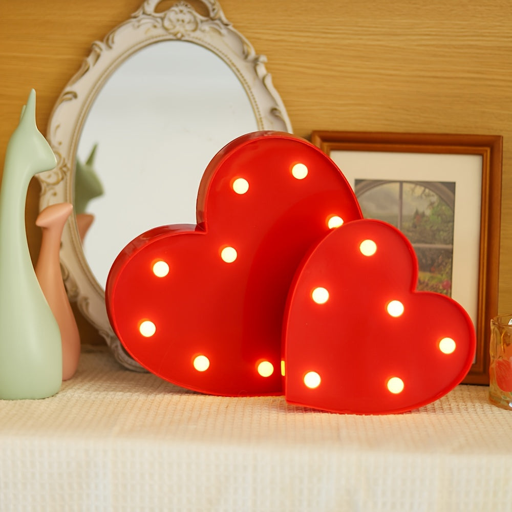 1pc Romantic Red Heart-Shaped Decorative Night Light - Indoor Bedroom Desktop Decoration, Soft Warm Glow, Battery Operated, Perfect for Wedding, Proposal, Party, Holiday, Valentine's Day, Mother's Day Gifts and Romantic Occas