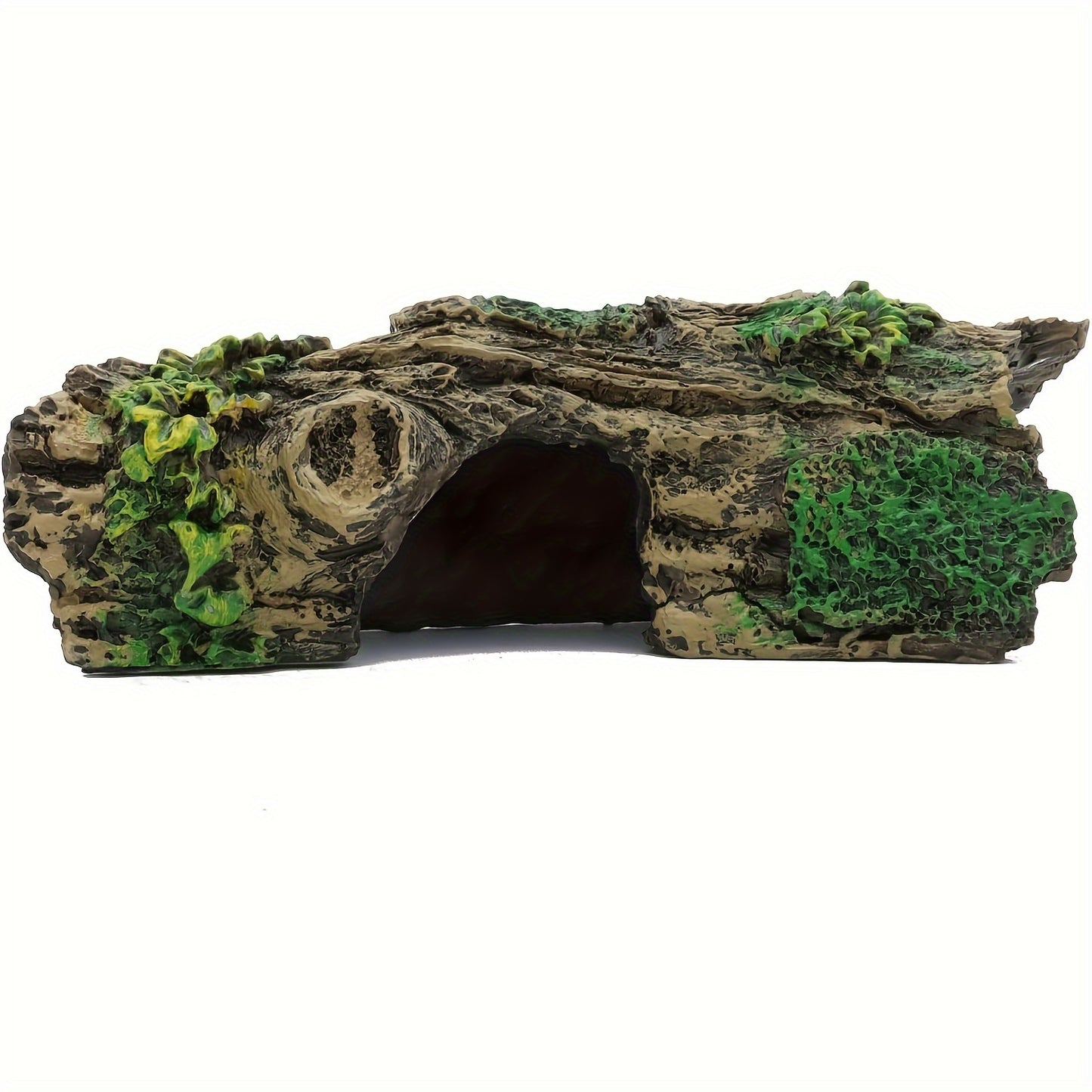 Resin Hollow Tree Stump Cave Ornament for Fish Tank, Reptile Hideaway Habitat Decor, Aquatic Animal Shelter Accessory