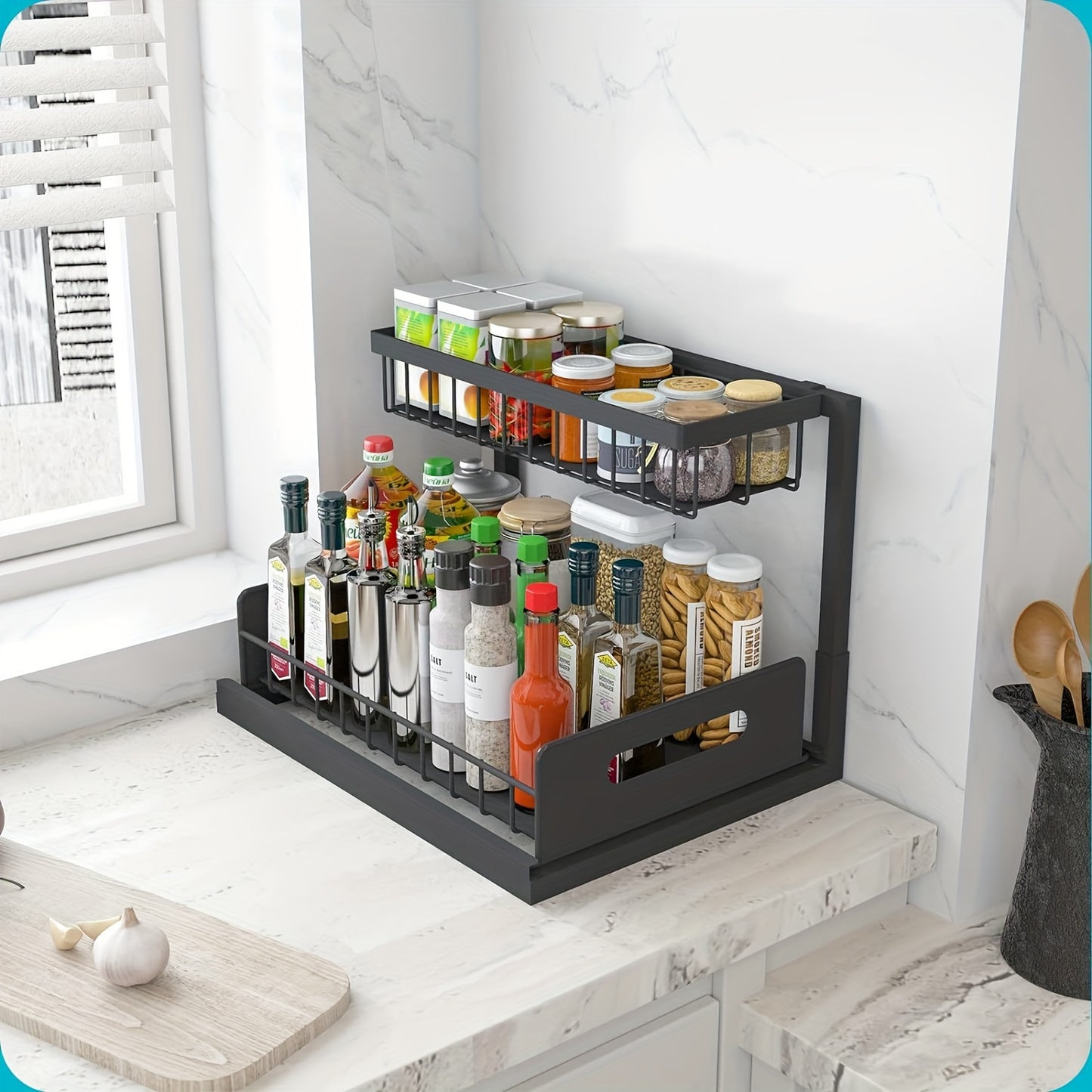 Under Sink Organizer, Pull Out Cabinet Organizer 2 Tier Slide Out Sink Shelf Cabinet Storage Shelves, Under Sink Storage For Kitchen Bathroom Cabinet