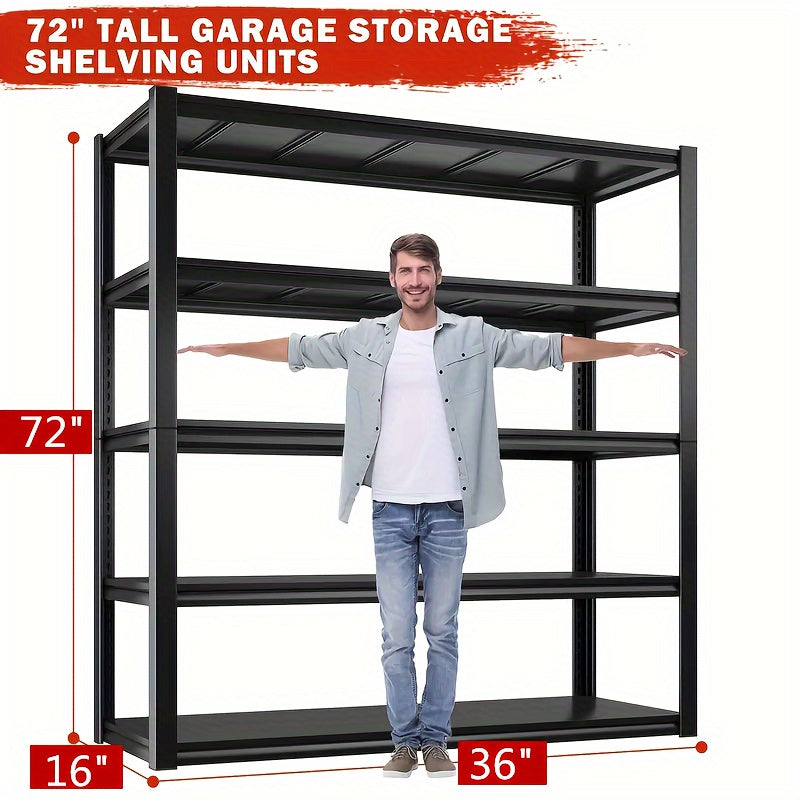 3000 Lbs Heavy Duty Rack Garage Shelf 5 Layers Full Metal Partition Shelf Double Layer Thickened Iron Rack Used For Warehouse Basement Large Items Placement