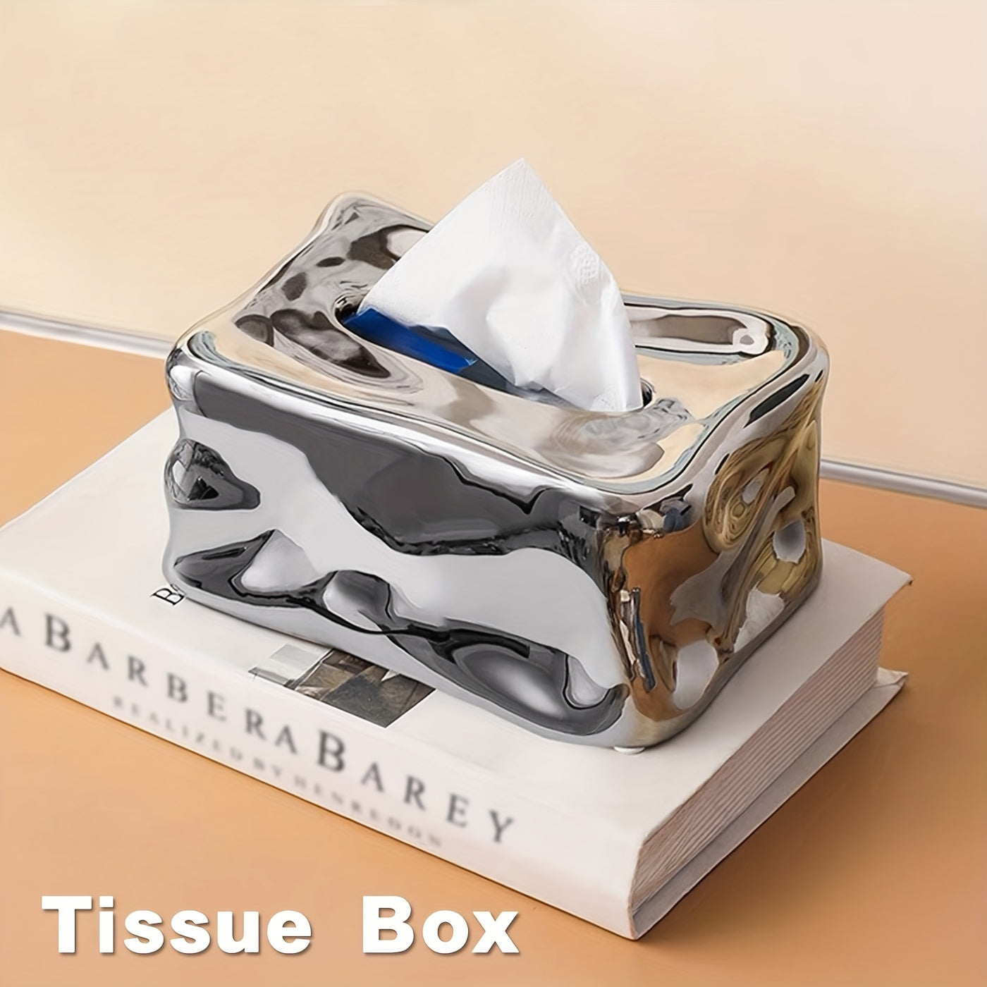 1pc Ceramic Tissue Box, Tissue Box Cover, Napkin Dispenser Container, Creative Tissue Holder, Tissue Storage Box For Bathroom Living Room Bedroom Vanity Countertop, Home Decor, Bathroom Accessories