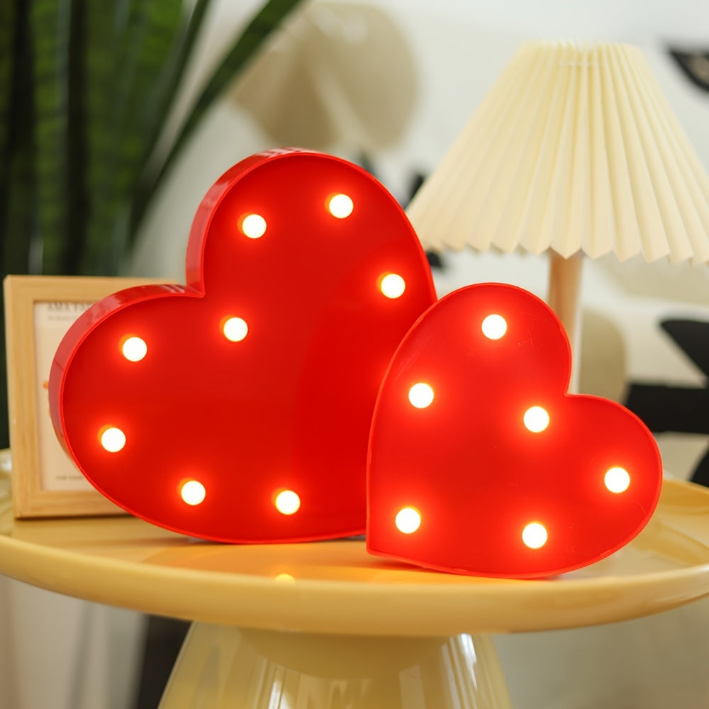 1pc Romantic Red Heart-Shaped Decorative Night Light - Indoor Bedroom Desktop Decoration, Soft Warm Glow, Battery Operated, Perfect for Wedding, Proposal, Party, Holiday, Valentine's Day, Mother's Day Gifts and Romantic Occas