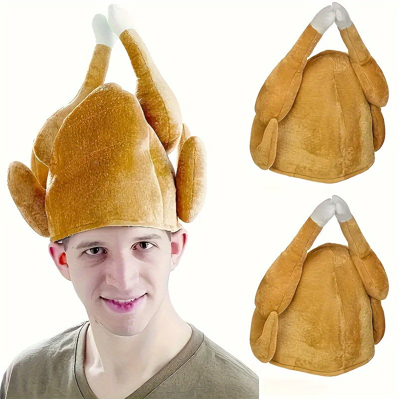 2pcs Plush Turkey Hats for Thanksgiving - Perfect for Party Costumes, Cosplay & Decorations