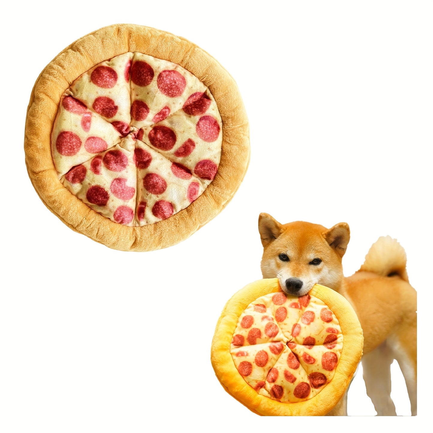 1pc Adorable Pizza Design Squeaky Plush Toy - Interactive Dog Chew Toy with Durable Teeth Grinding Function for Fun Playtime - Perfect Pet Supply for Aggressive Chewers