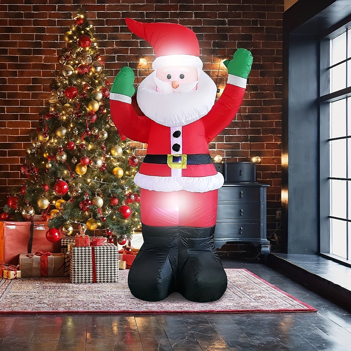 6Ft Giant Inflatable Santa Claus Figure - LED Lighted, Water-Resistant, Outdoor-Ready Christmas Decoration for Yard, Lawn, and Patio - Perfect for Holiday Season Display