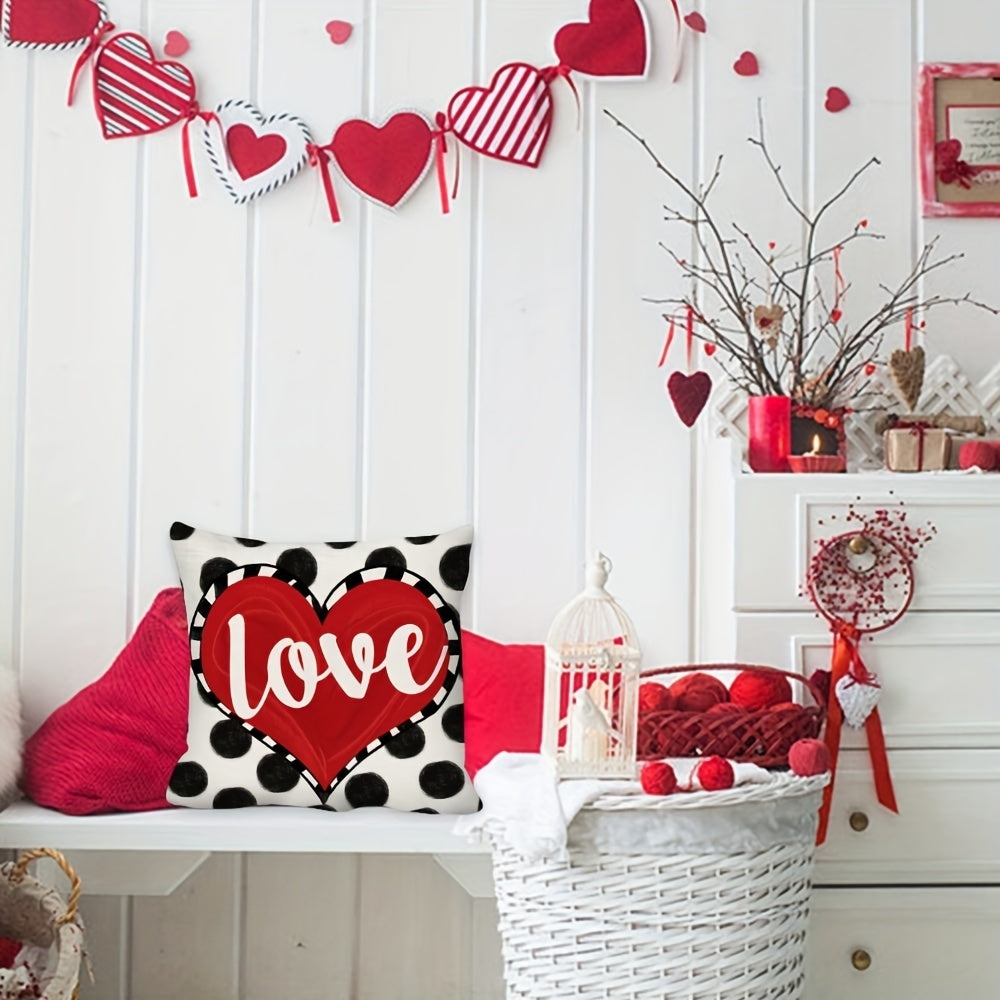 Buffalo Plaid Valentines Day Pillow Covers Set of 4 Polka dot Stripes Love Heart Truck Valentine Pillows Decorative Throw Pillows Valentines Day Decor for Home Valentines Day Decorations