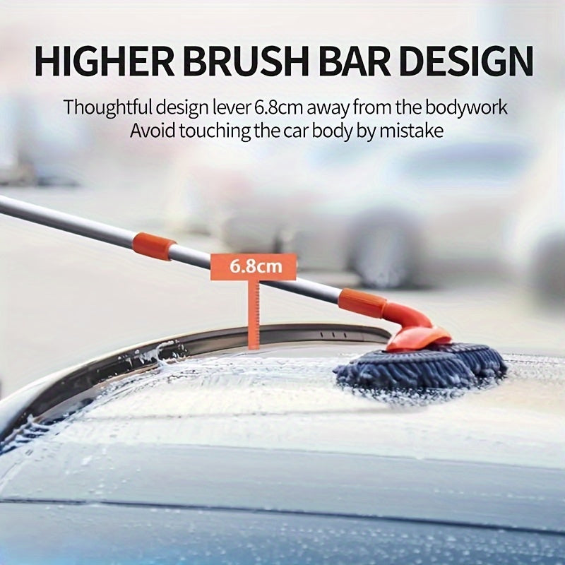 Scratch-Free Car Cleaning Kit: Telescopic Mop & Special Brush Head - Perfect for Paint, Glass & Outdoor Surfaces