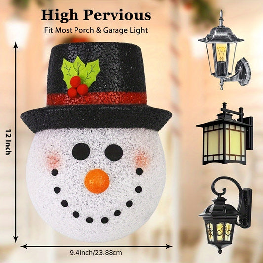 2 Pack Snowman Porch Light Covers, Christmas Porch Light Covers Xmas Decorations Outdoor Holiday Plastic Cover Seasonal Decor For Garage, Front Porch, Entrance Door