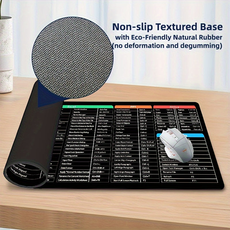 Oversized Oblong Rubber Mouse Pad - Non-Slip, Anti-Skid, Quick and Healthy Computer Desk Accessory for Office Use with Word, Excel, PPT - Durable and Ergonomic Design