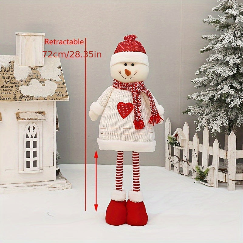 3PCS/Set Christmas Standing Plush Doll, Cute Santa Claus Snowman Elk Figurine Set With Telescopic Legs, Perfect For Festive Season Home Decor, Christmas Gifts