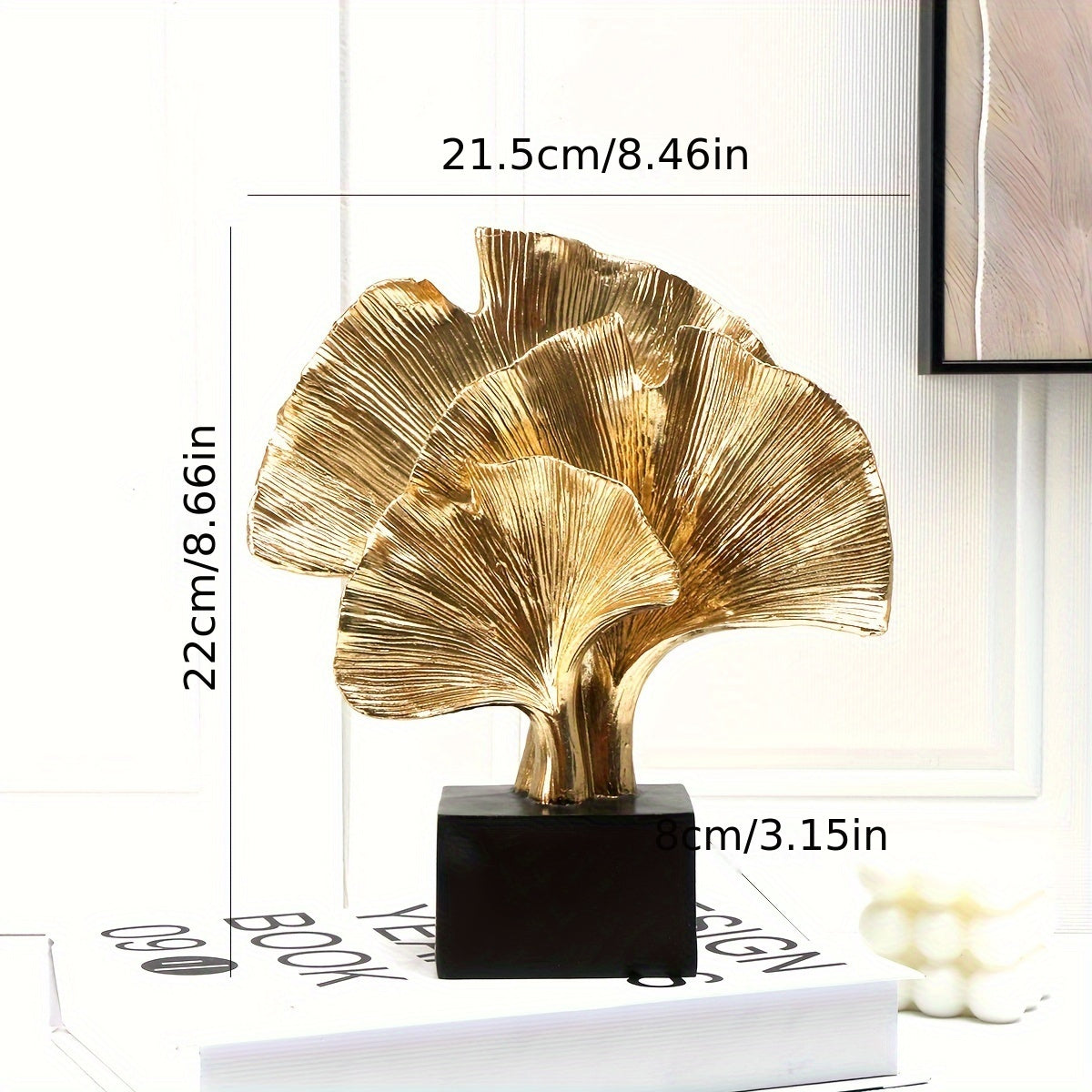 Resin Ginkgo Leaf Figurine - Modern Art Abstract Plant Sculpture for Home Decor, Indoor Use, No Electricity Required