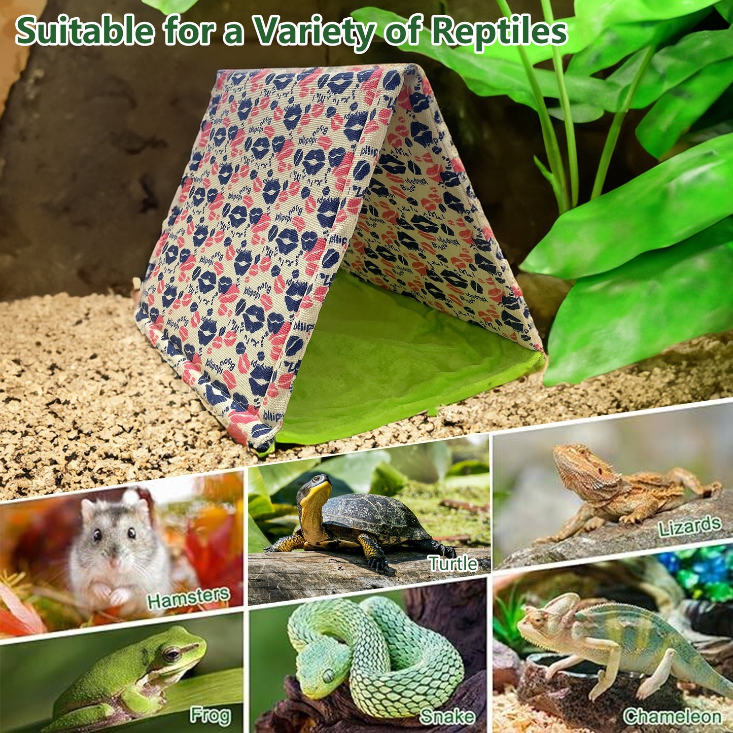 Reptile & Hamsters Cozy Tent - Foldable Bed for Lizards, Snakes | Portable, Easy-to-Clean Pet Shelter with Durable PE Material