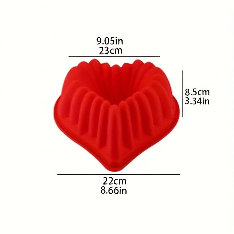 1pc, Heart Shaped Cake Mold (9.05''x8.66''x3.34''), Silicone Charlotte Cake Mold, Love Flower Shaped Cake Pan, Baking Tools, Kitchen Gadgets, Kitchen Accessories