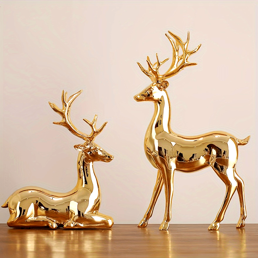 Charming Resin Reindeer Figurine - Perfect for Christmas & Holiday Decor, Versatile for Any Room