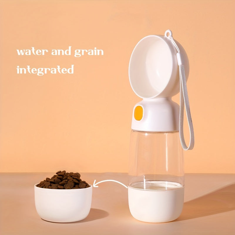 Portable Dog Water Bottle with Integrated Grain Dispenser,