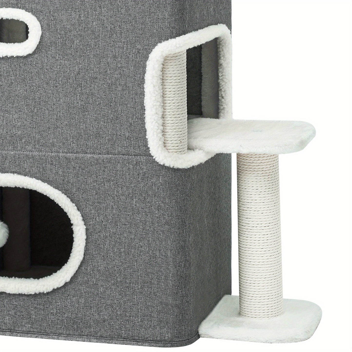 Double- Layer Cat House Indoor Cozy Condo with Climbing Stand & Scratching Posts