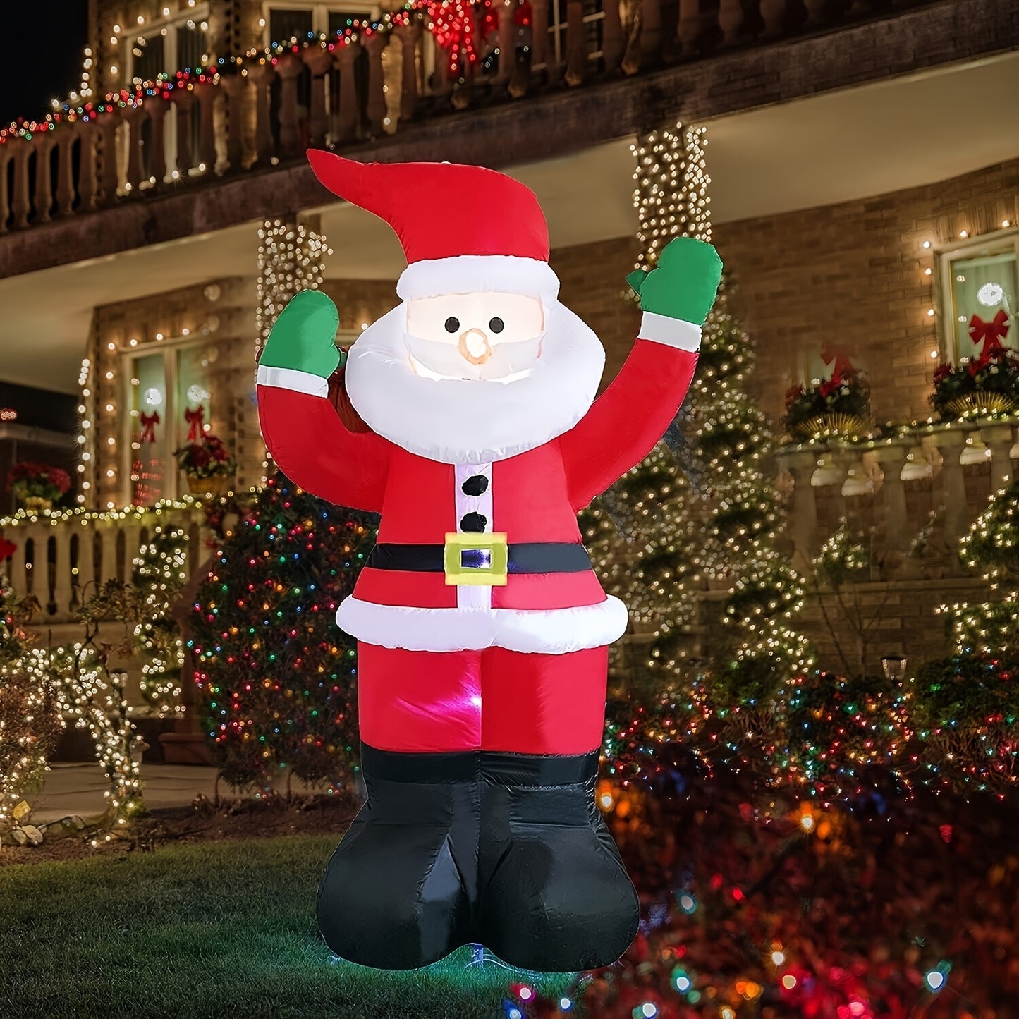 6Ft Giant Inflatable Santa Claus Figure - LED Lighted, Water-Resistant, Outdoor-Ready Christmas Decoration for Yard, Lawn, and Patio - Perfect for Holiday Season Display