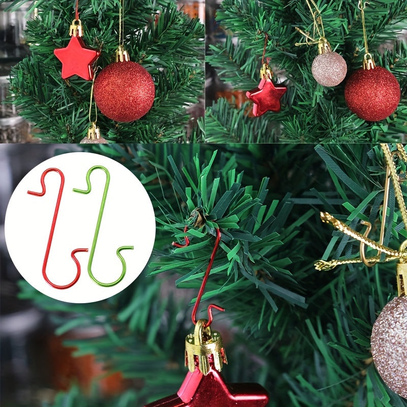 100pcs/200pcs Mini Plastic S-shaped Hooks, Christmas Tree Decoration Hooks, Christmas Ball Pendant Hanging Decoration Hooks, Christmas Ornaments S-shaped Hooks, Christmas Tree Decoration Multi-functional Bracket S-shaped Hook