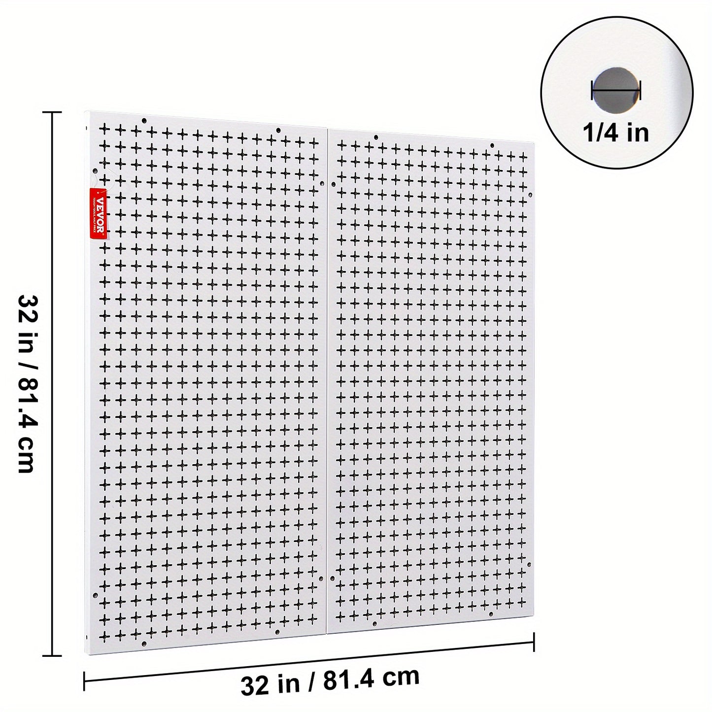 VEVOR Pegboard Wall Organizer 32" x 32", 330LBS Loading Garage Metal Pegboard Organizer, 2-Pack Wall Mount Tool Storage Peg Boards with Customized Grooves Fit 1/4" and 1/8" Hooks for Warehouse Garage